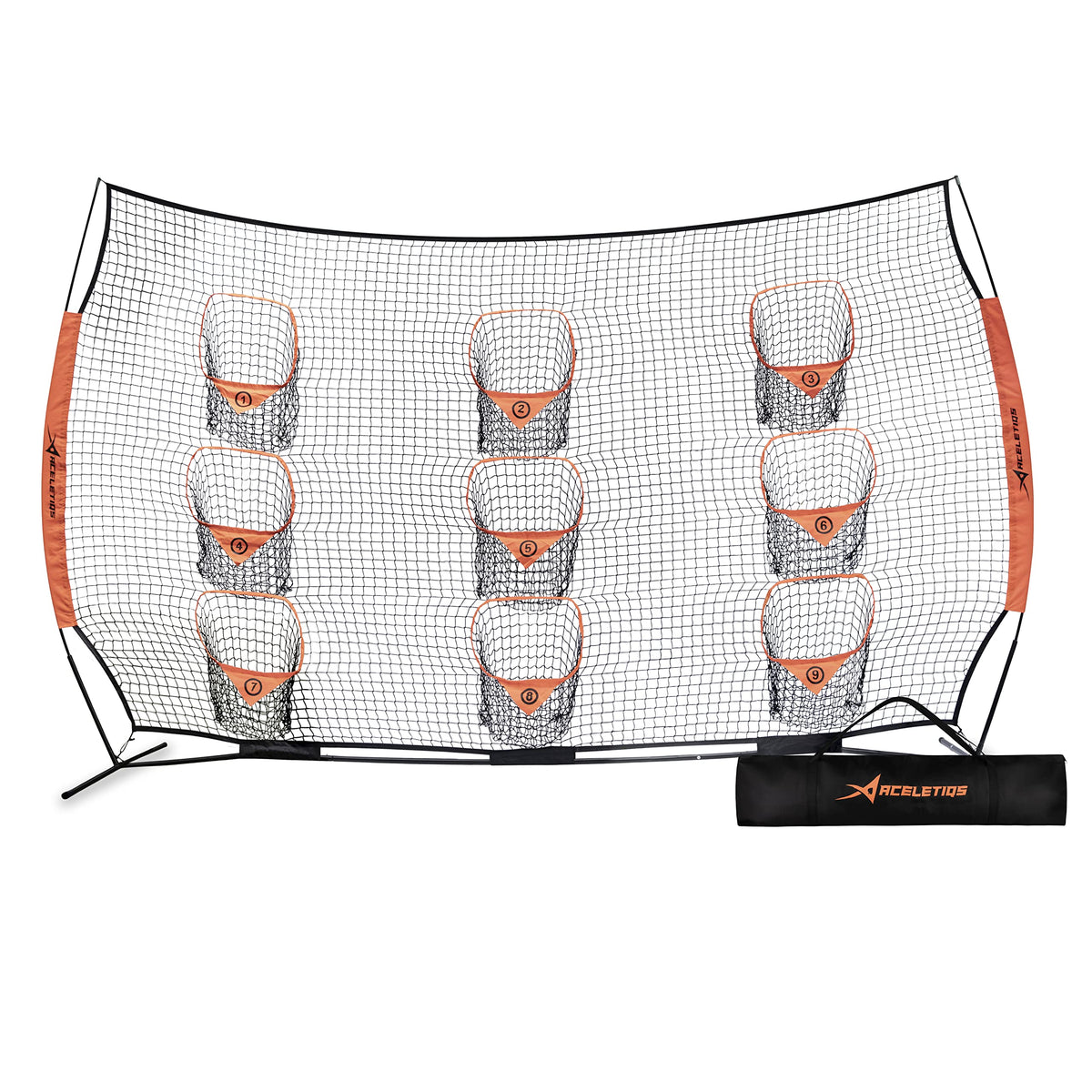 Football Throwing Net | Portable Football Gear | Quarterback Throwing Practice Net | Improve Passing Accuracy | 12ft x 8ft with 9 Pockets [Carry Bag Included] U1