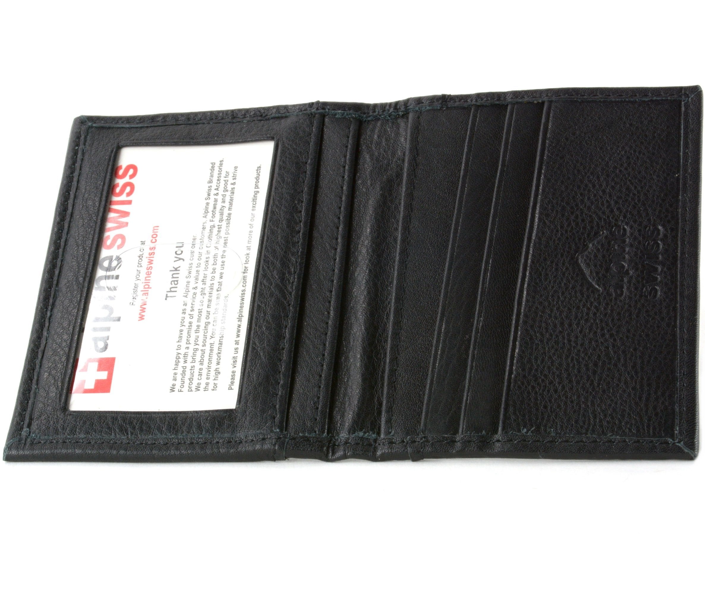 Alpine Swiss Thin Front Pocket Wallet Business Card Case 2 ID Window 6 Card Slot Black Black One Size U1