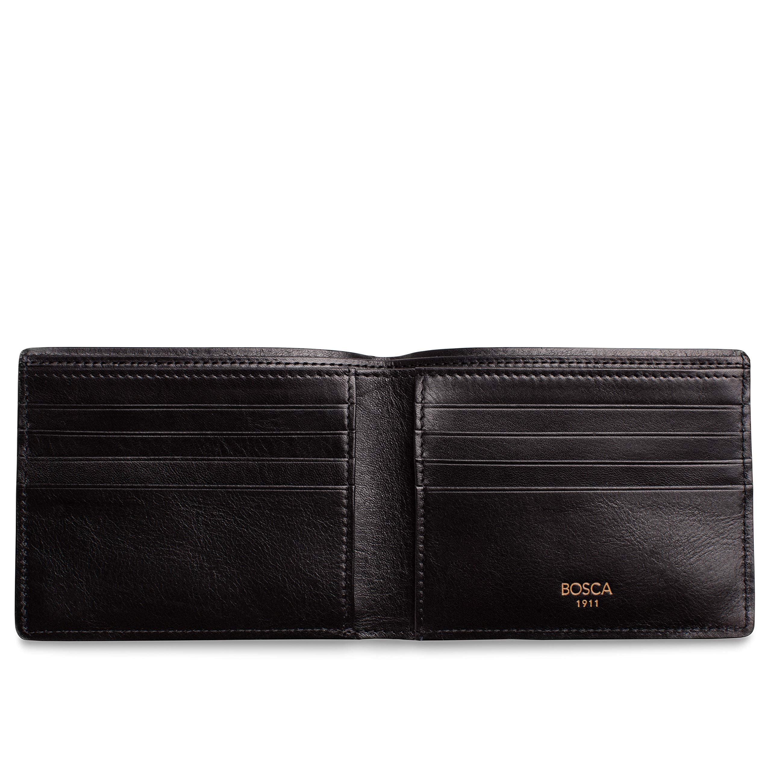 Bosca Men's Leather Wallet – Full Grain Italian Dolce Leather Wallet For Men, 8 Card Slots, Bifold, Gift-Ready Packaging, Black Black One Size Fits All U1