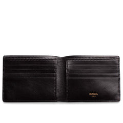 Bosca Men's Leather Wallet – Full Grain Italian Dolce Leather Wallet For Men, 8 Card Slots, Bifold, Gift-Ready Packaging, Black Black One Size Fits All U1