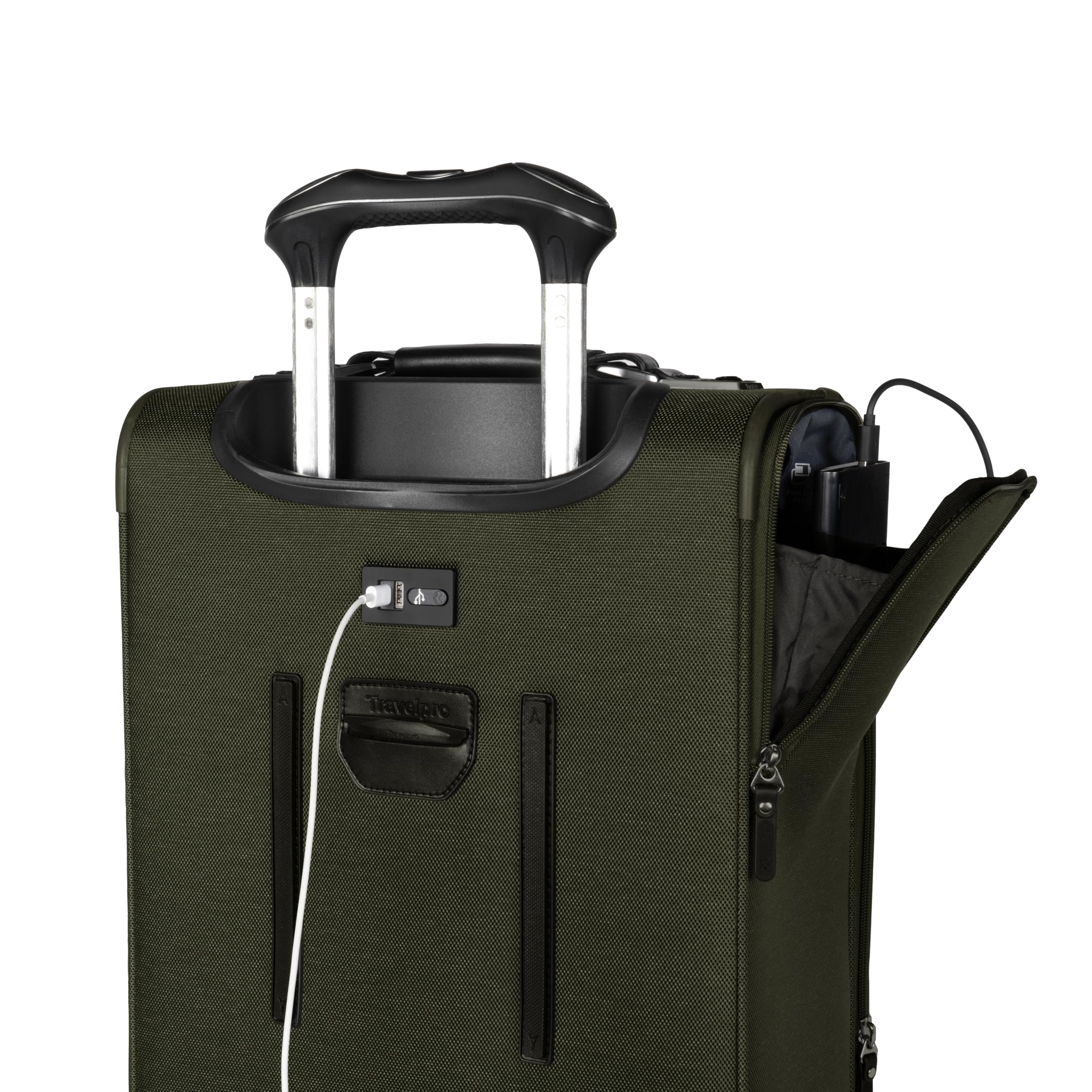 Travelpro Platinum Elite Softside Expandable Carry on Luggage, 8 Wheel Spinner Suitcase, USB Port, Suiter, Men and Women, Pilot Green, Carry On 21-Inch Pilot Green Carry-On 21-Inch U3