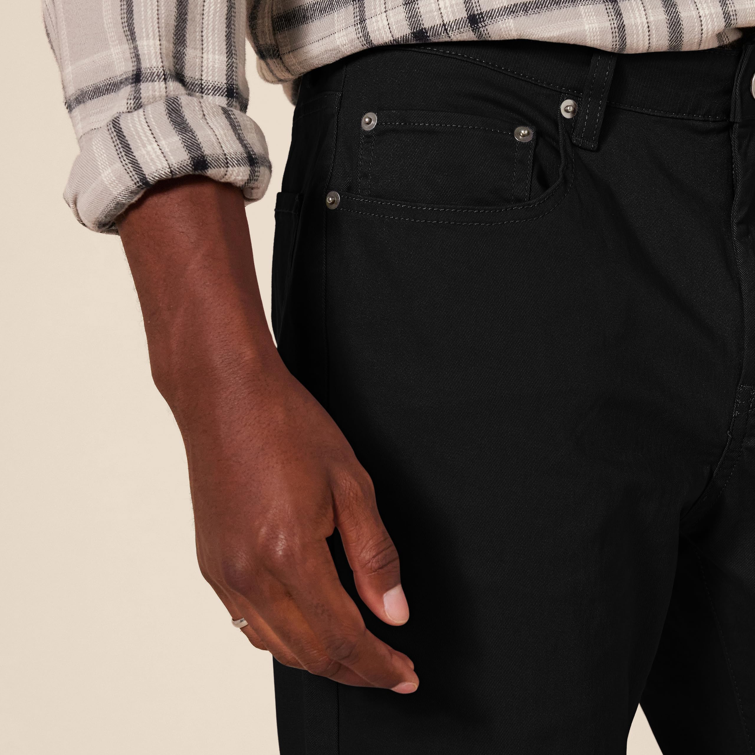 Amazon Essentials Men's 5-Pocket Stretch Twill Pants, Black, 38W x 30L Black  U1