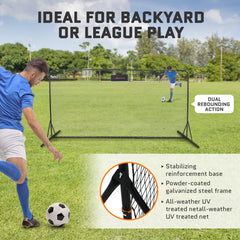 Soccer Rebounder Net Feet Practice Soccer Training Equipment | Portable, Easy Assembly, Steel Frame | Perfect for Practicing Backyard Volley, Solo Training,Kickback, Passing, Pitchback (12x6 Feet) U1