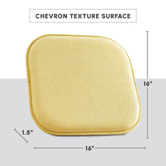 Elegant Comfort Chair Cushion Covers with Ties and Non Skid Rubber Backing-Thick Memory Foam - Soft Cushion Pad- Rounded Square Seat Cover- 16 x 16 Inches - Set of 2 Chevron Textured Pattern, Yellow Chevron Yellow Set of 2 U1