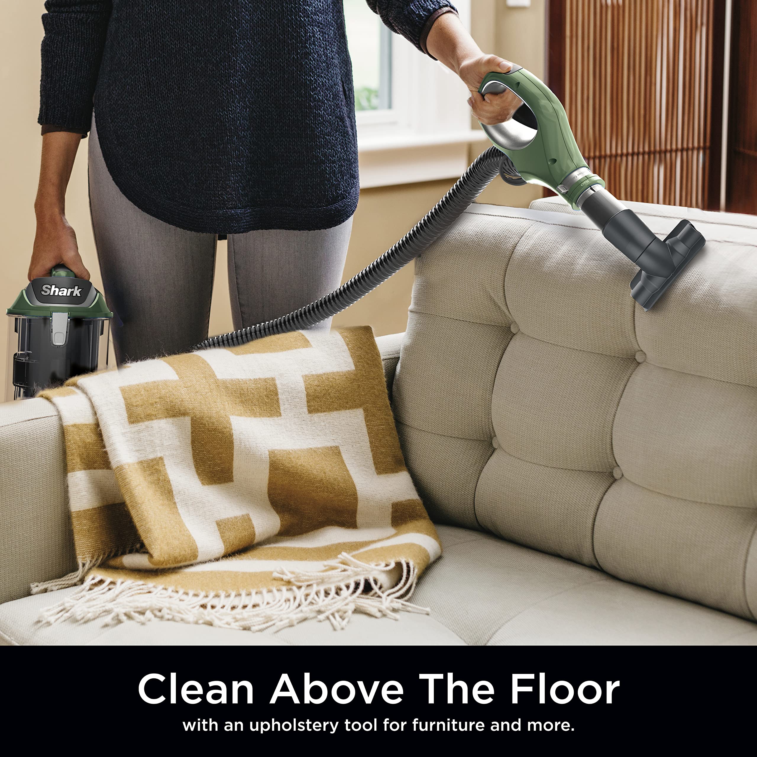 Shark ZU782 Rotator Lift-Away DuoClean Pro Upright Vacuum with Self-Cleaning Brushroll, HEPA Filter, Headlights, Swivel Steering, Upholstery Tool, Pet Power Brush & Crevice Tool, Sage Green Sage Green XL Capacity U1