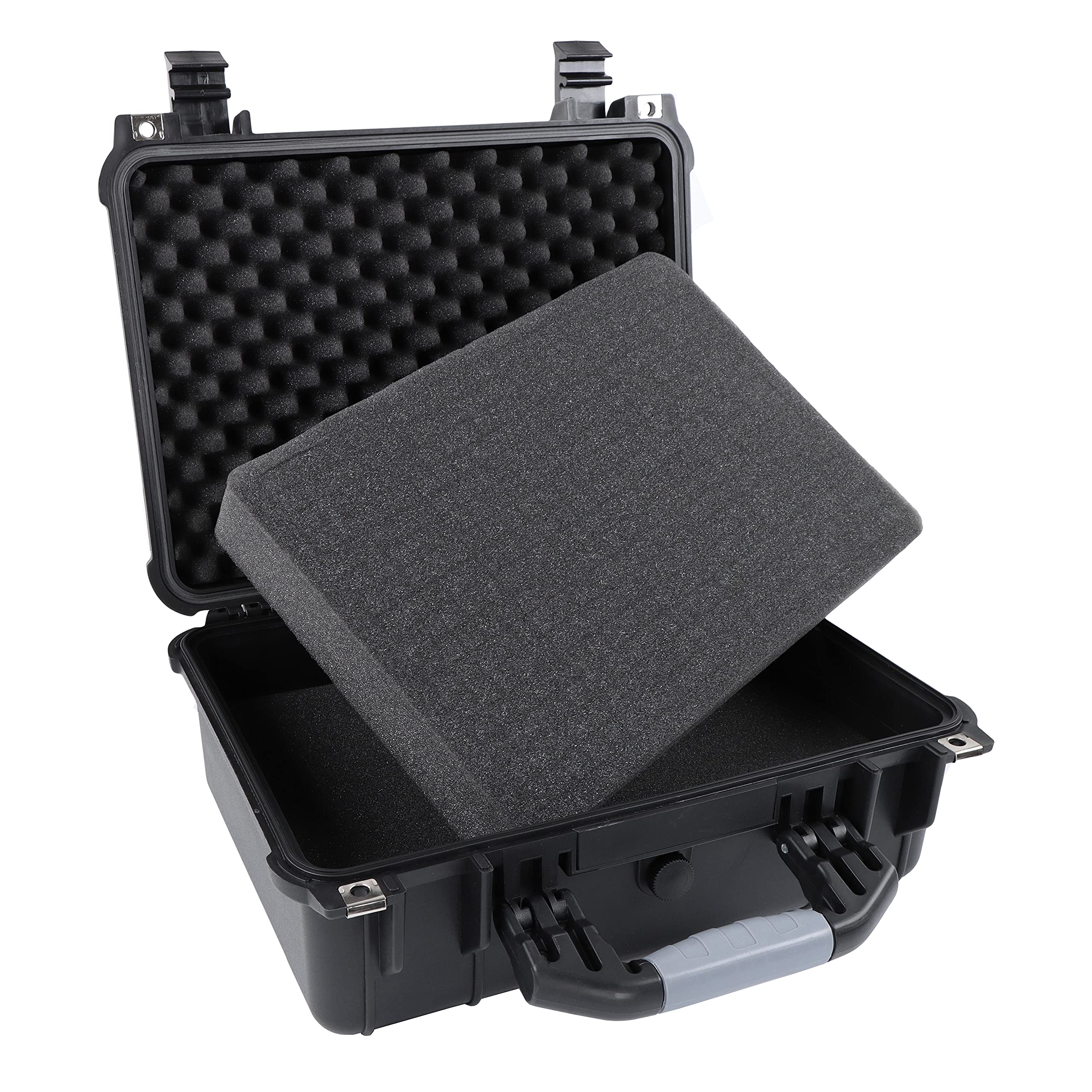 Tactical45 Hard Case with Foam - 16 x 13 x 7in Hard Shell Waterproof Storage Case with Pluck Padding Protective Latching Suitcase for Rifles, Cameras, Handguns, Drones, Guitars, and Electronics U2