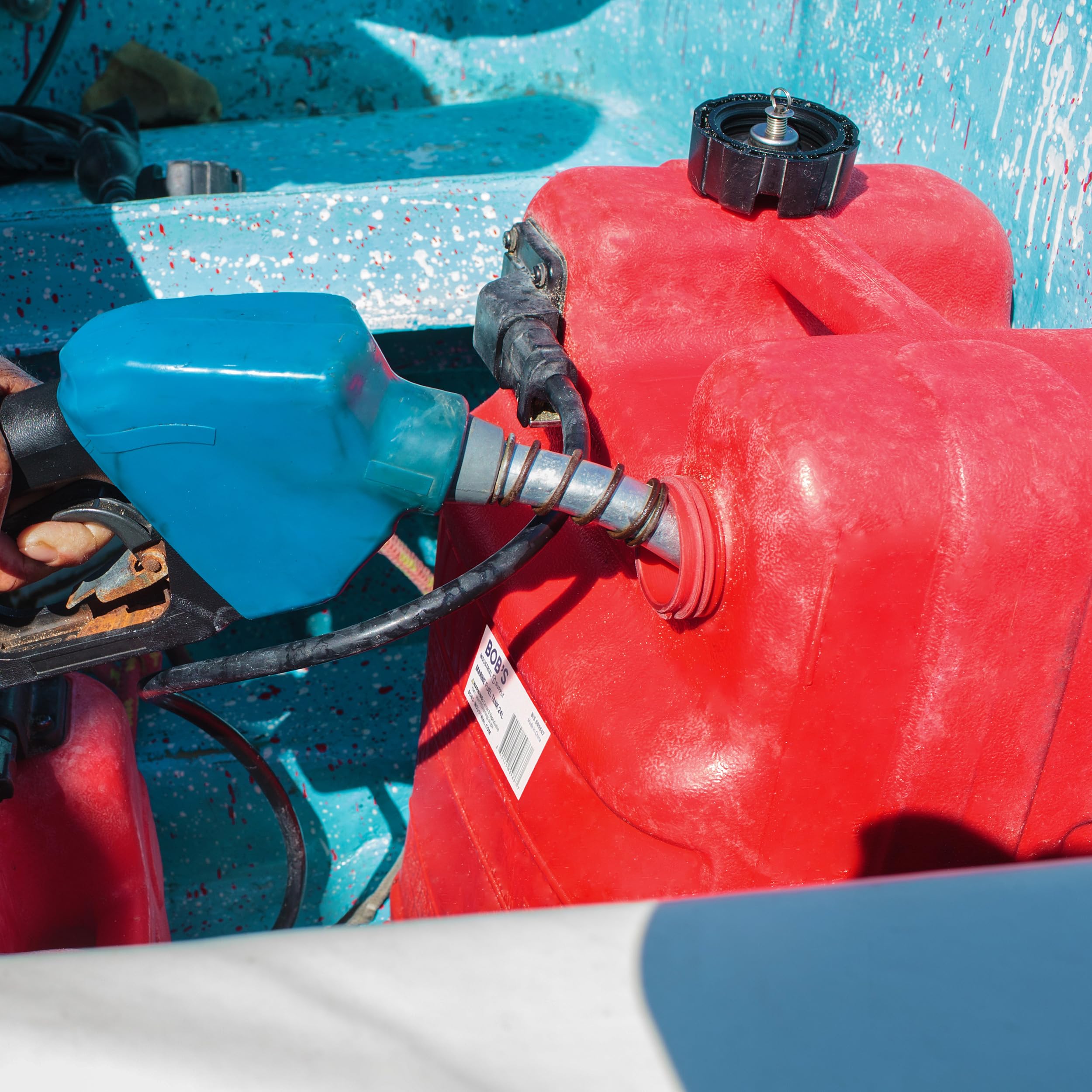 BISupply Boat Gas Tank Kit 6 Gallon - Portable Plastic Outboard Marine Boat Fuel Tank with Fill Hose U1