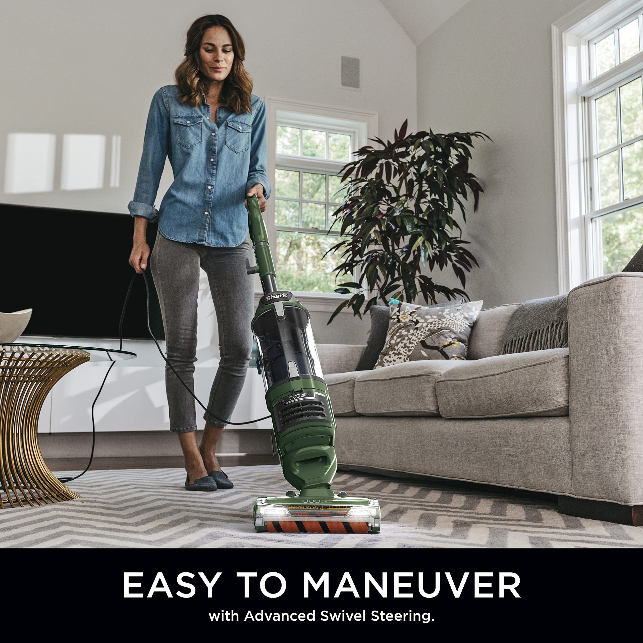 Shark ZU782 Rotator Lift-Away DuoClean Pro Upright Vacuum with Self-Cleaning Brushroll, HEPA Filter, Headlights, Swivel Steering, Upholstery Tool, Pet Power Brush & Crevice Tool, Sage Green Sage Green XL Capacity U1