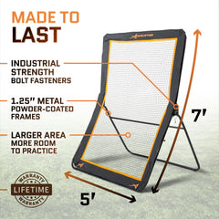 ACELETIQS Lacrosse Rebounder for Backyard 5x7 Feet Baseball Rebounder Volleyball Rebounder - Lacrosse Ball Pitchback, Throwback, Bounce Back Training Wall [Carry Bag Included] Black 5 Feet x 7 Feet U1