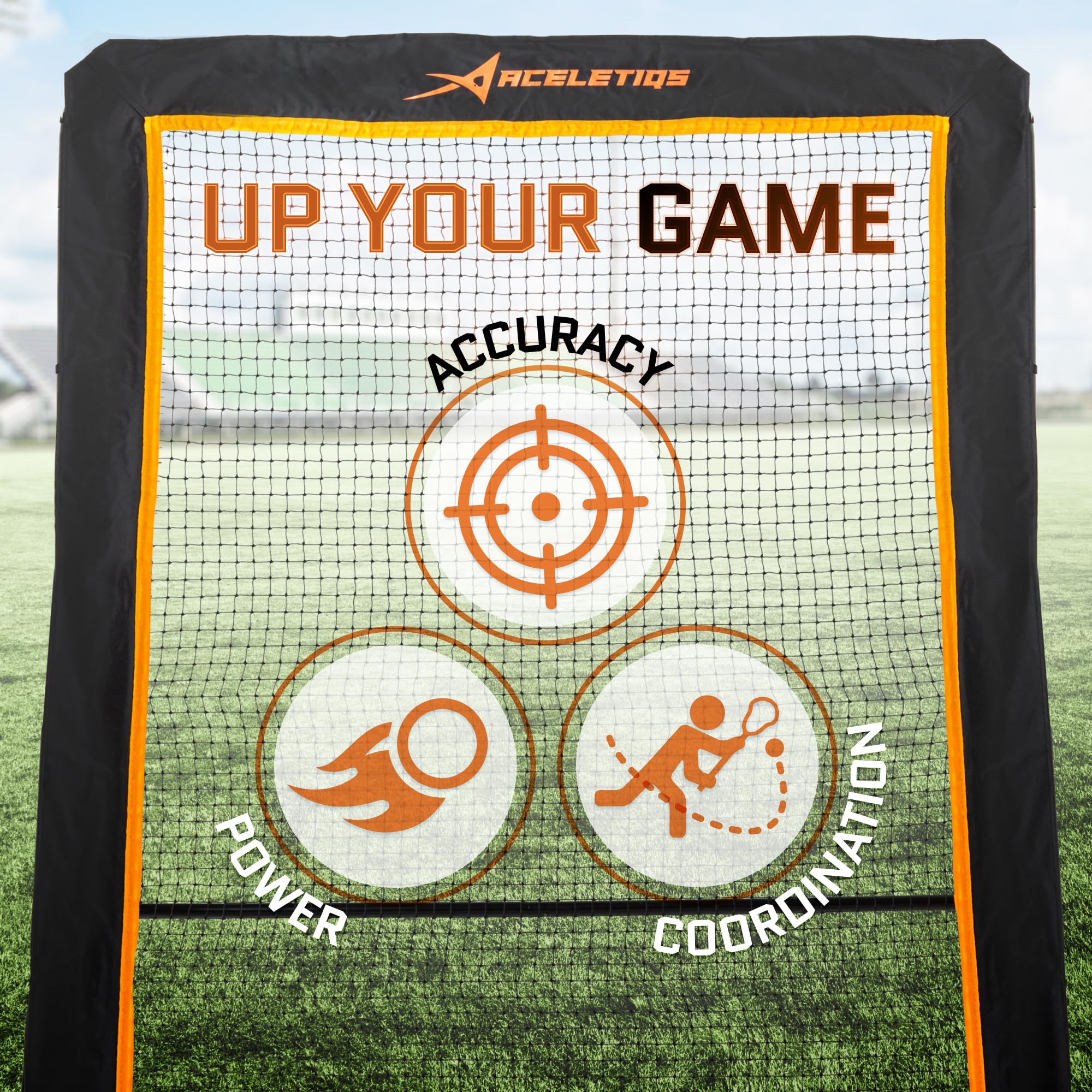 ACELETIQS Lacrosse Rebounder for Backyard 5x7 Feet Baseball Rebounder Volleyball Rebounder - Lacrosse Ball Pitchback, Throwback, Bounce Back Training Wall [Carry Bag Included] Black 5 Feet x 7 Feet U1