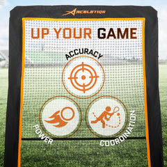 ACELETIQS Lacrosse Rebounder for Backyard 5x7 Feet Baseball Rebounder Volleyball Rebounder - Lacrosse Ball Pitchback, Throwback, Bounce Back Training Wall [Carry Bag Included] Black 5 Feet x 7 Feet U1