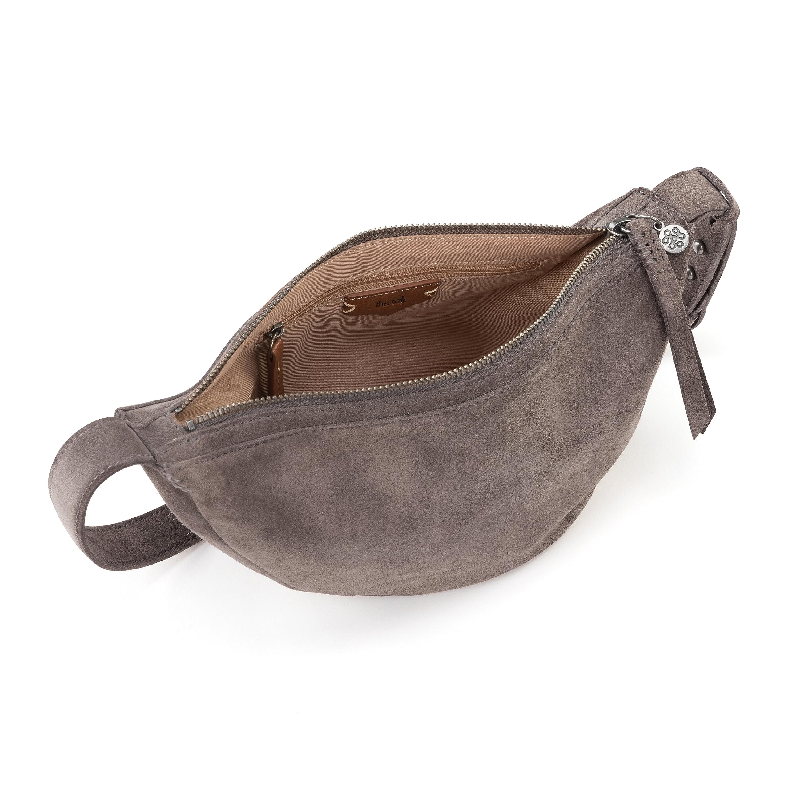 The Sak Tess Sling - Women's Small Crossbody Bag with Zipper Closure Mushroom Suede Medium U1