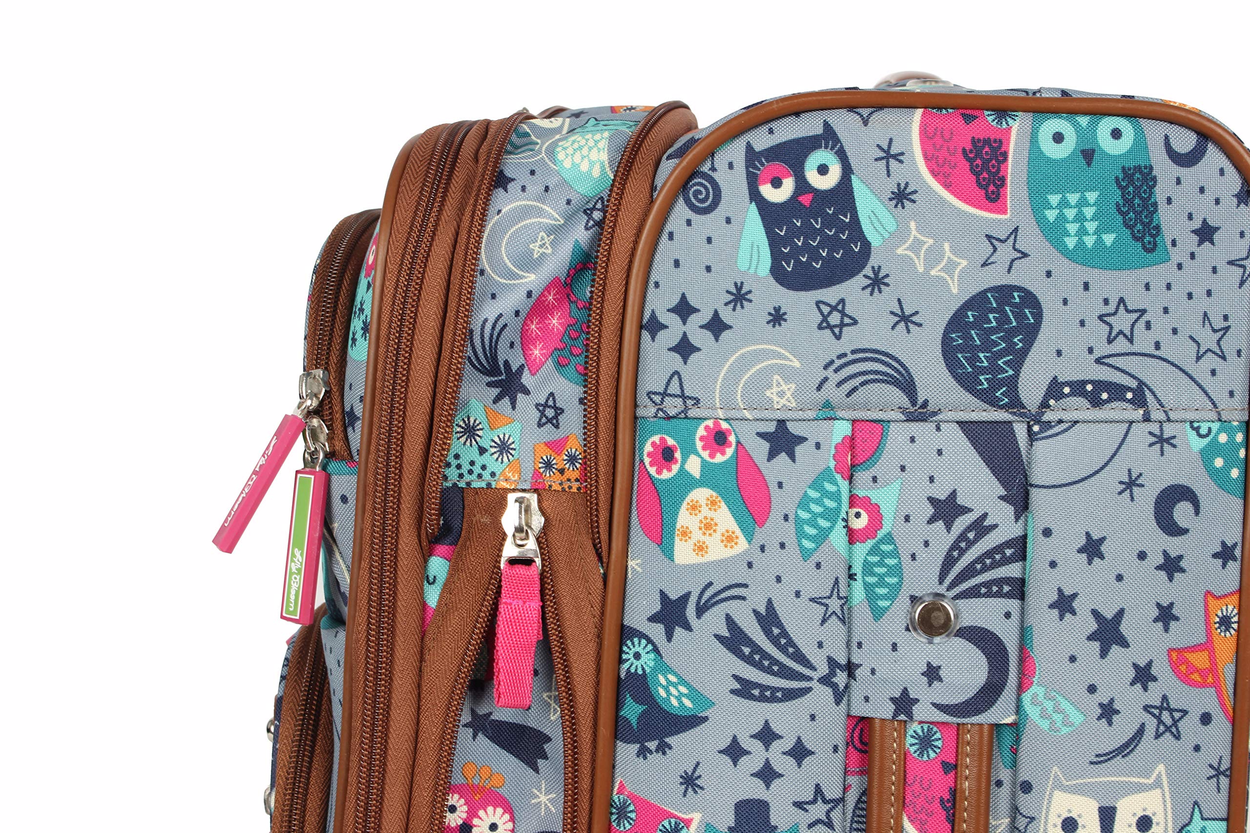 Lily Bloom Design Pattern 28" Luggage Softside Expandable With Double Spinner Wheels, Large Lightweight Suitcase Checked Bag For Women Night Owl 28in U1