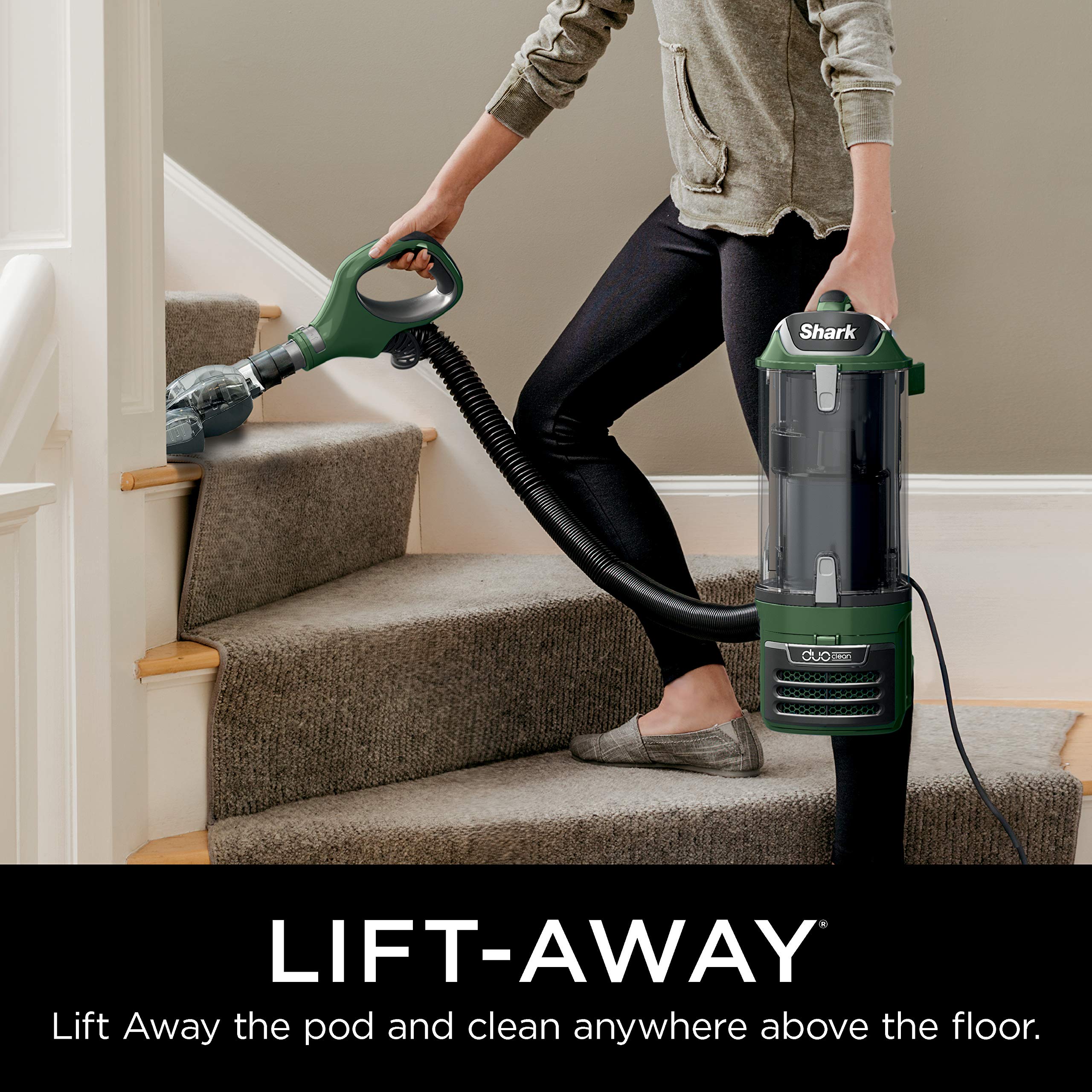 Shark ZU782 Rotator Lift-Away DuoClean Pro Upright Vacuum with Self-Cleaning Brushroll, HEPA Filter, Headlights, Swivel Steering, Upholstery Tool, Pet Power Brush & Crevice Tool, Sage Green Sage Green XL Capacity U1