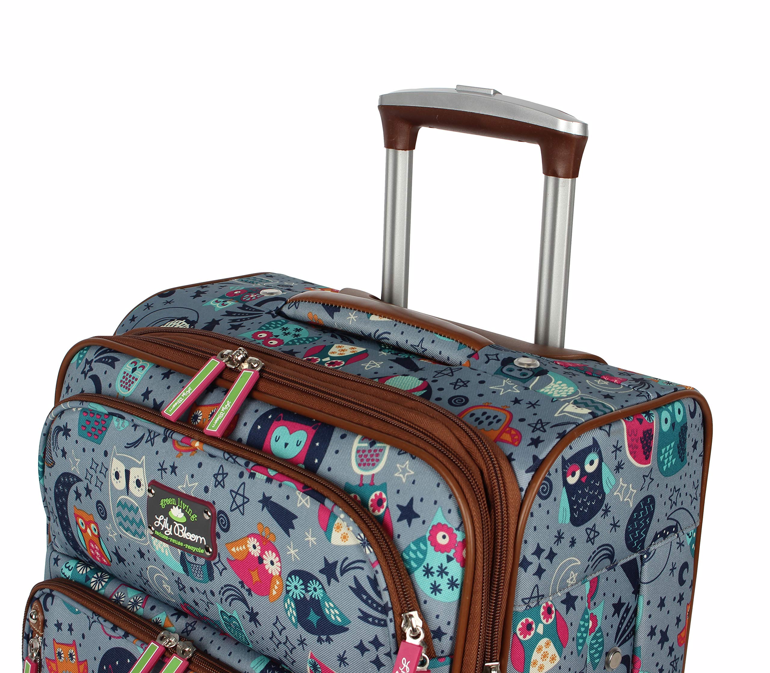 Lily Bloom Design Pattern 28" Luggage Softside Expandable With Double Spinner Wheels, Large Lightweight Suitcase Checked Bag For Women Night Owl 28in U1