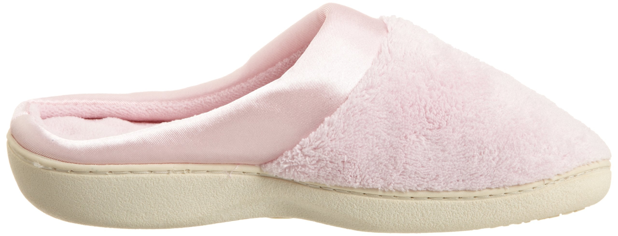 Isotoner Women's Microterry PillowStep Satin Cuff Clog Slippers ( Peony , 9.5-10.5 ) Peony 9 5 10 5 U1