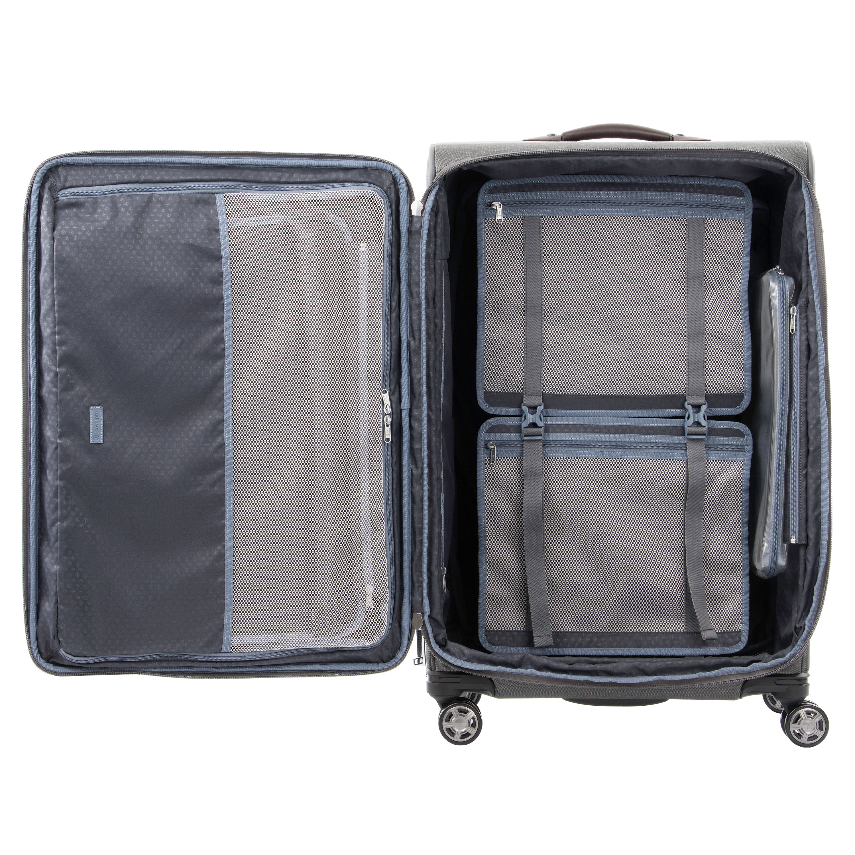 Travelpro Platinum Elite Softside Expandable Luggage, 8 Wheel Spinner Suitcase, USB Port, Suiter, Men and Women U1