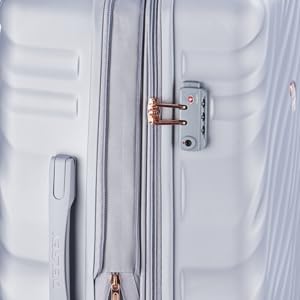 Delsey Alexis Lightweight Luggage, 4-Wheel Spinners Hardshell Suitcase, Expandable with TSA Lock  ( Platinum/Rose Gold , Carry-On 21-Inch ) Platinum/Rose Gold Carry On 21 Inch U7
