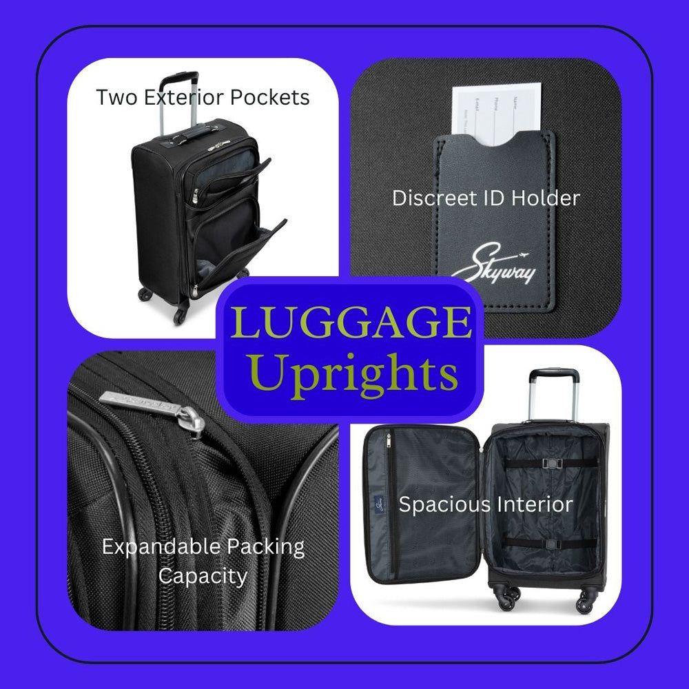 Skyway Luggage Seville Softside 5-Piece Travel Luggage Weather & Abrasion Resistant, Expandable with Spinner Wheels ( Black , 5-Piece Set ) Black 5 Piece Set U1