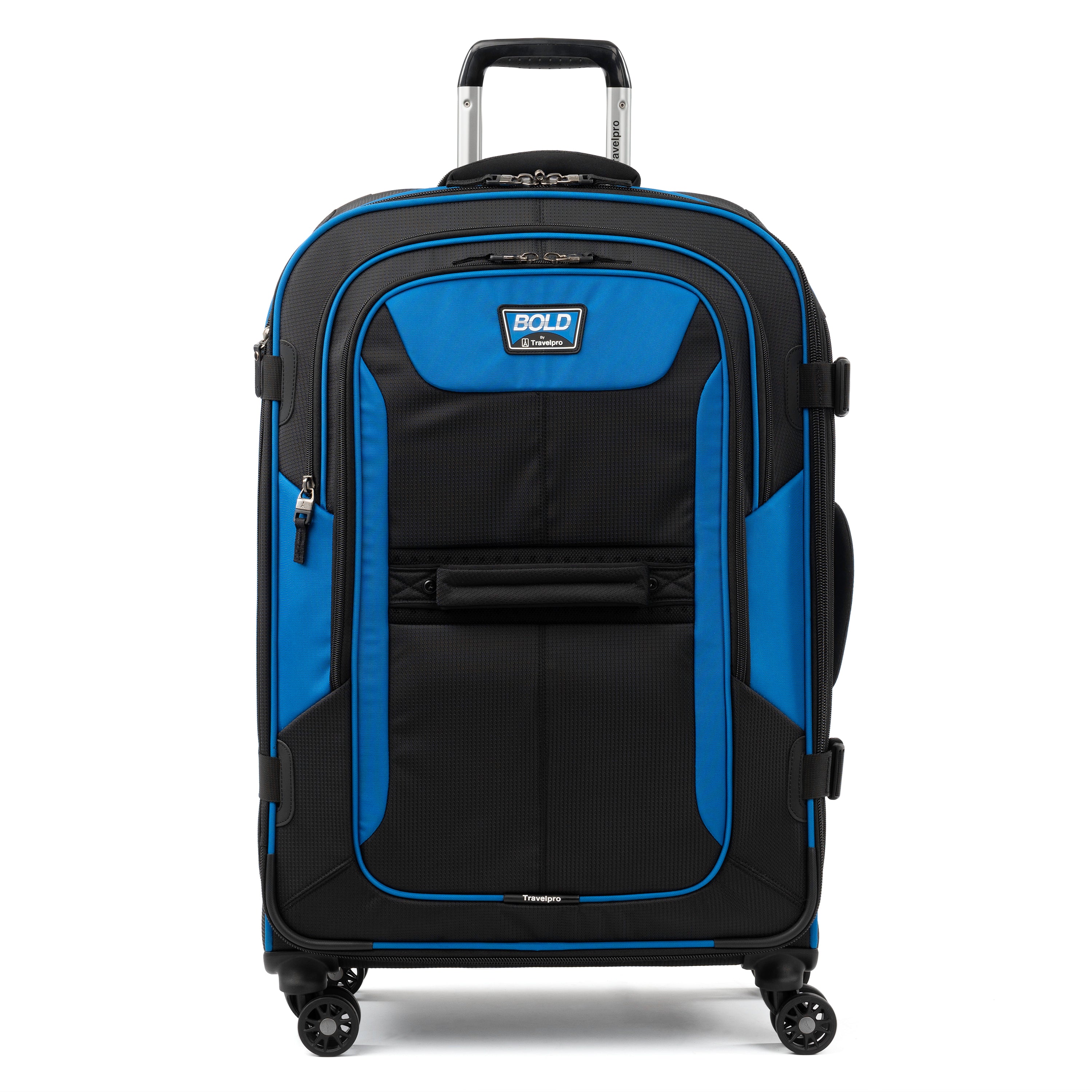 Travelpro Bold-Softside Expandable Luggage with Spinner Wheels ( Blue/Black , Checked-Medium 26-Inch ) Blue/Black Checked Medium 26 Inch U2