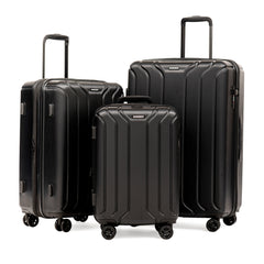 NONSTOP NEW YORK Luggage Expandable Spinner Wheels hard side shell Travel Suitcase Set 3 Piece Lightweight, TSA Lock, Double USB Port + 2 packing cubes Black 3 Piece Set 20 24 28 U34