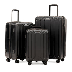 NONSTOP NEW YORK Luggage Expandable Spinner Wheels hard side shell Travel Suitcase Lightweight, TSA Lock, Double USB Port  ( Black , 3-Piece Set (20/24/28) ) Black 3 Piece Set 20 24 28 U44