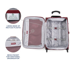 Travelpro Maxlite 5 Softside Expandable Upright 2 Wheel Luggage, Lightweight Suitcase, Men and Women Burgundy Carry On 22 Inch U18