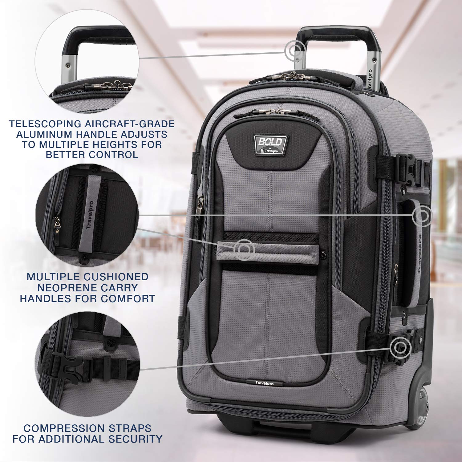 Travelpro Unisex-Adult Bold Softside Expandable Rollaboard Upright Luggage ( Grey/Black , Carry-On 22-Inch ) Grey/Black Carry On 22 Inch U5