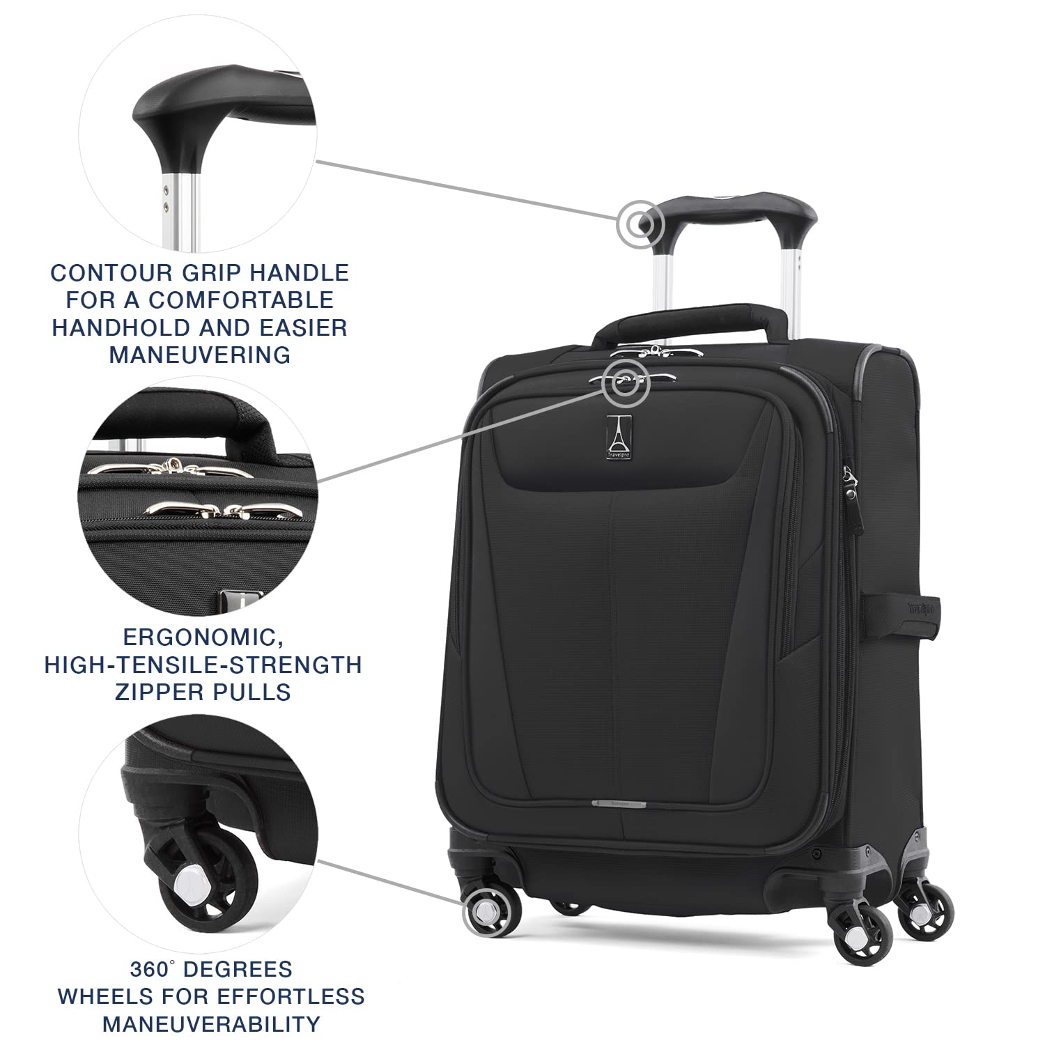 Travelpro Maxlite 5 Softside Expandable Luggage with 4 Spinner Wheels, Lightweight Suitcase, Men and Women Black Carry On 19 Inch U5