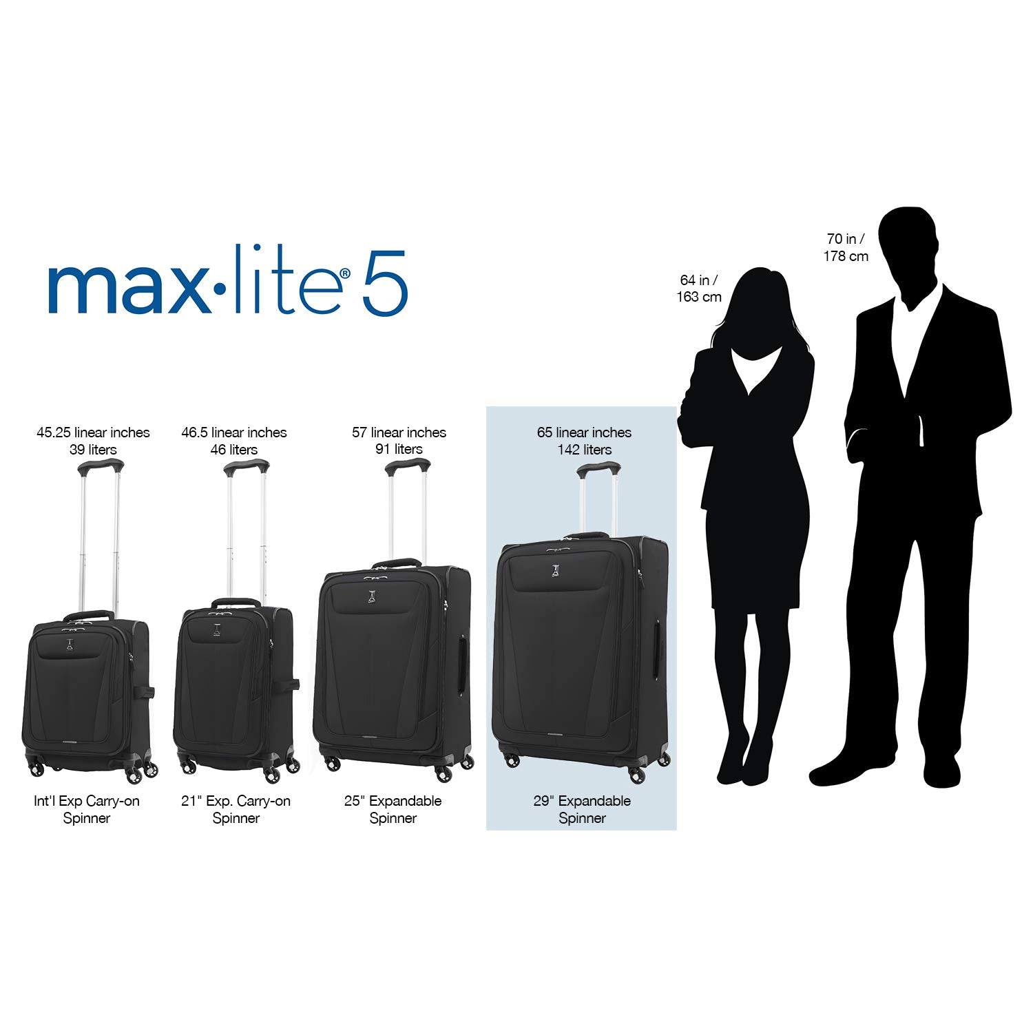 Travelpro Maxlite 5 Softside Expandable Luggage with 4 Spinner Wheels, Lightweight Suitcase, Men and Women U18