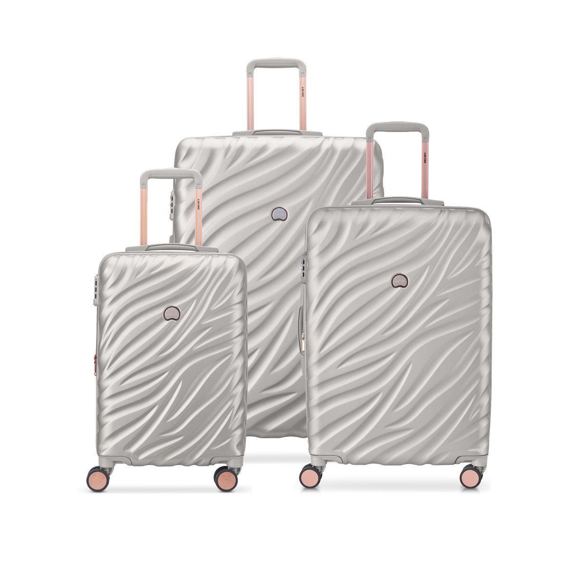 Delsey Alexis Lightweight Luggage, 4-Wheel Spinners Hardshell Suitcase, Expandable with TSA Lock  ( Platinum/Rose Gold , 3-piece Set (21"/25"/29") ) Platinum/Rose Gold 3 Piece Set 21 25 29 U4