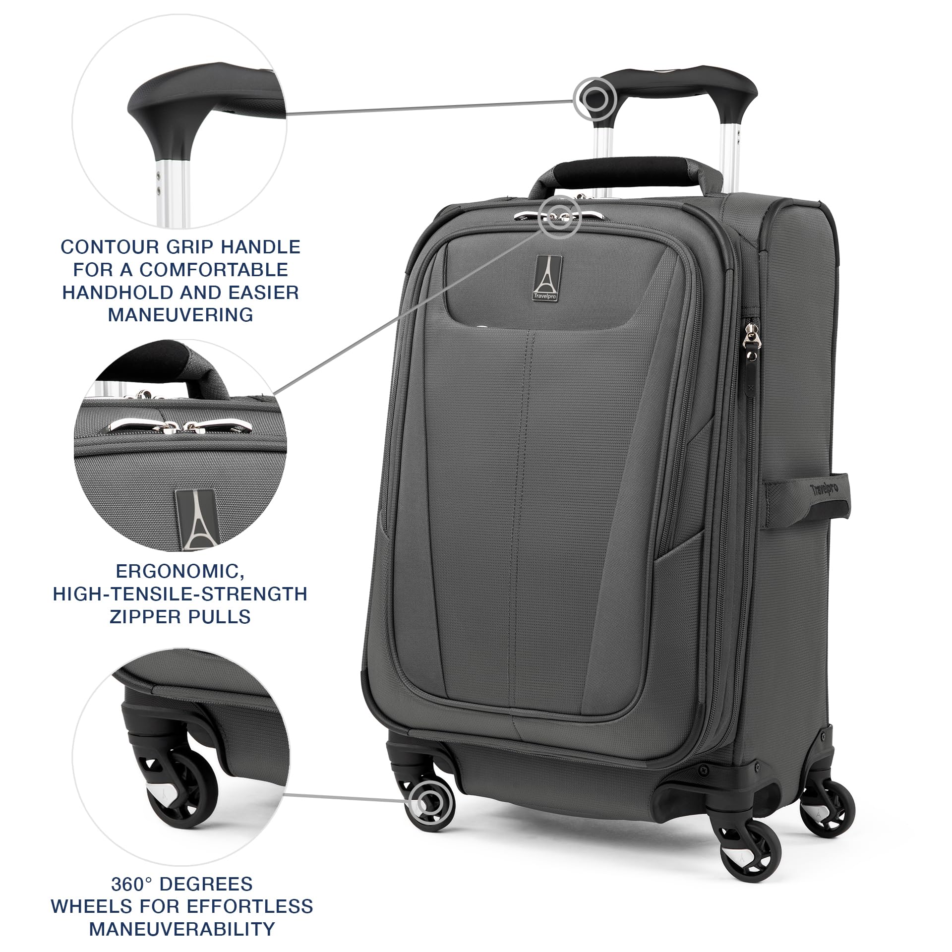 Travelpro Maxlite 5 Softside Expandable Luggage with 4 Spinner Wheels, Lightweight Suitcase, Men and Women ( Shadow Grey , Carry-on 21-Inch ) Shadow Grey Carry On 21 Inch U104