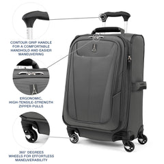 Travelpro Maxlite 5 Softside Expandable Luggage with 4 Spinner Wheels, Lightweight Suitcase, Men and Women ( Shadow Grey , Carry-on 21-Inch ) Shadow Grey Carry On 21 Inch U104
