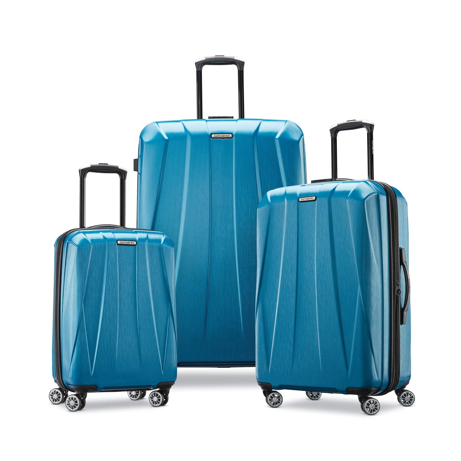 Samsonite Centric 2 Expandable Hardside Luggage Set with Dual Spinner Wheels ( Caribbean Blue , Checked-Medium 24-Inch ) Caribbean Blue Checked Medium 24 Inch U1