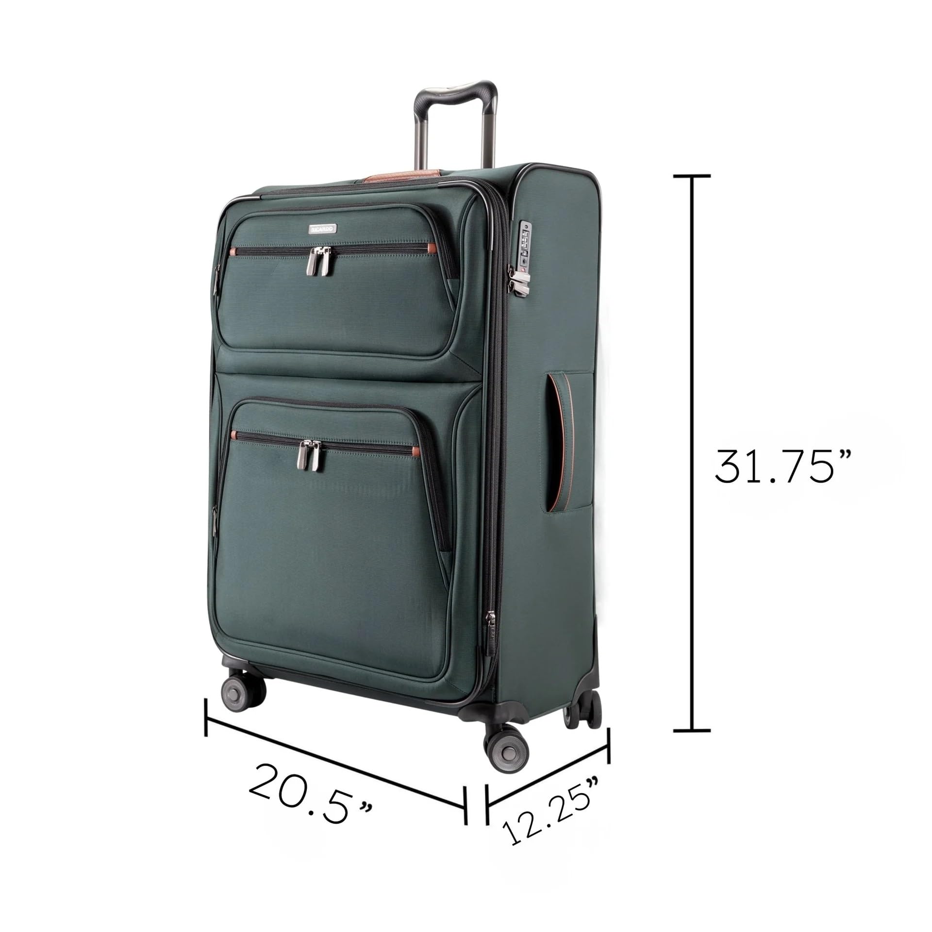 Ricardo Beverly Hills Montecito 3.0 Softside Luggage Collection  Expandable Suitcases with Wheels and TSA Lock, 29" Large Check-In ( Hunter Green , 29-inch Large Check-in ) Hunter Green 29 Inch Large Check In U1