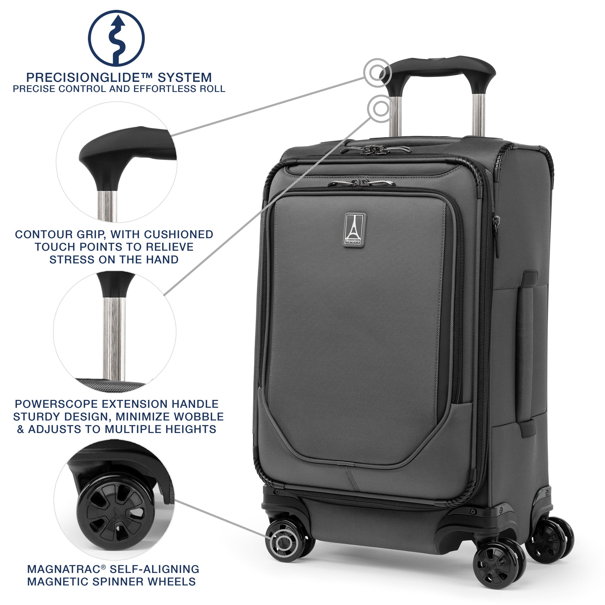 Travelpro Crew Classic Lightweight Softside Expandable Luggage, 2 Wheel Upright Rollaboard Suitcase, Men and Women ( Titanium Grey , Carry On 21-Inch ) Titanium Grey Carry On 21 Inch U11