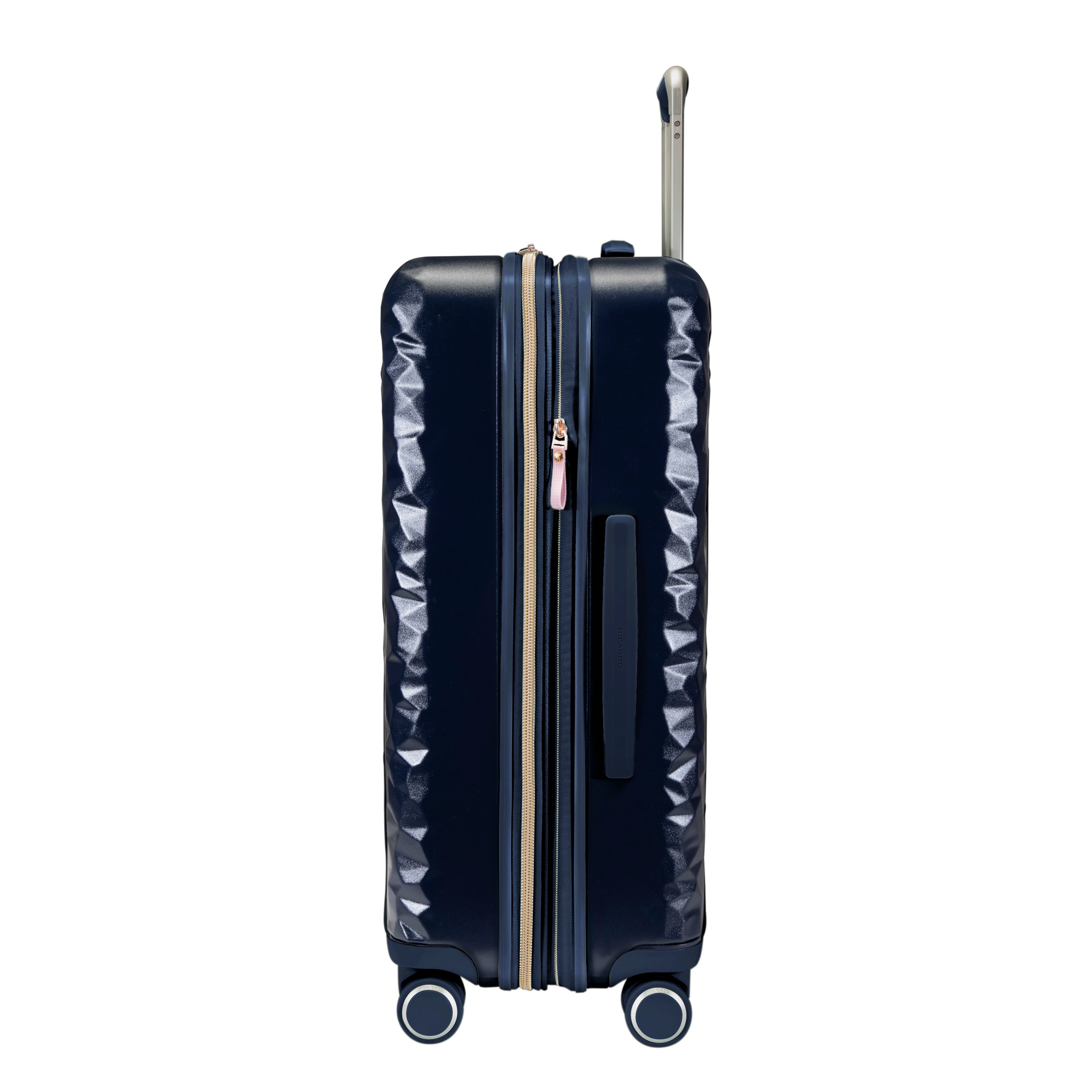 Ricardo Beverly Hills Indio Hardside Luggage, Durable, Spacious, Stylish, Compression Straps, Secondary Packing Compartment ( Dark Navy , Checked-Medium 24-Inch ) Dark Navy Checked Medium 24 Inch U1