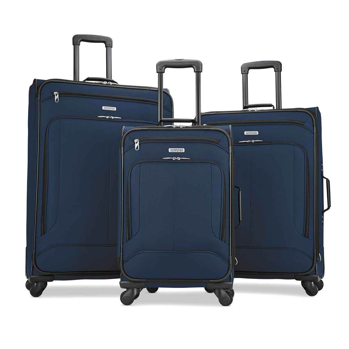American Tourister Pop Max Softside Luggage with Spinner Wheels ( Navy , 3-Piece Set (21/25/29) ) Navy 3 Piece Set 21 25 29 U11