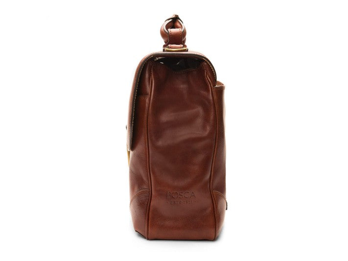 Bosca Men's Dolce Collection Flapover Briefcase ( Dark Brown , One Size ) Dark Brown One Size U1