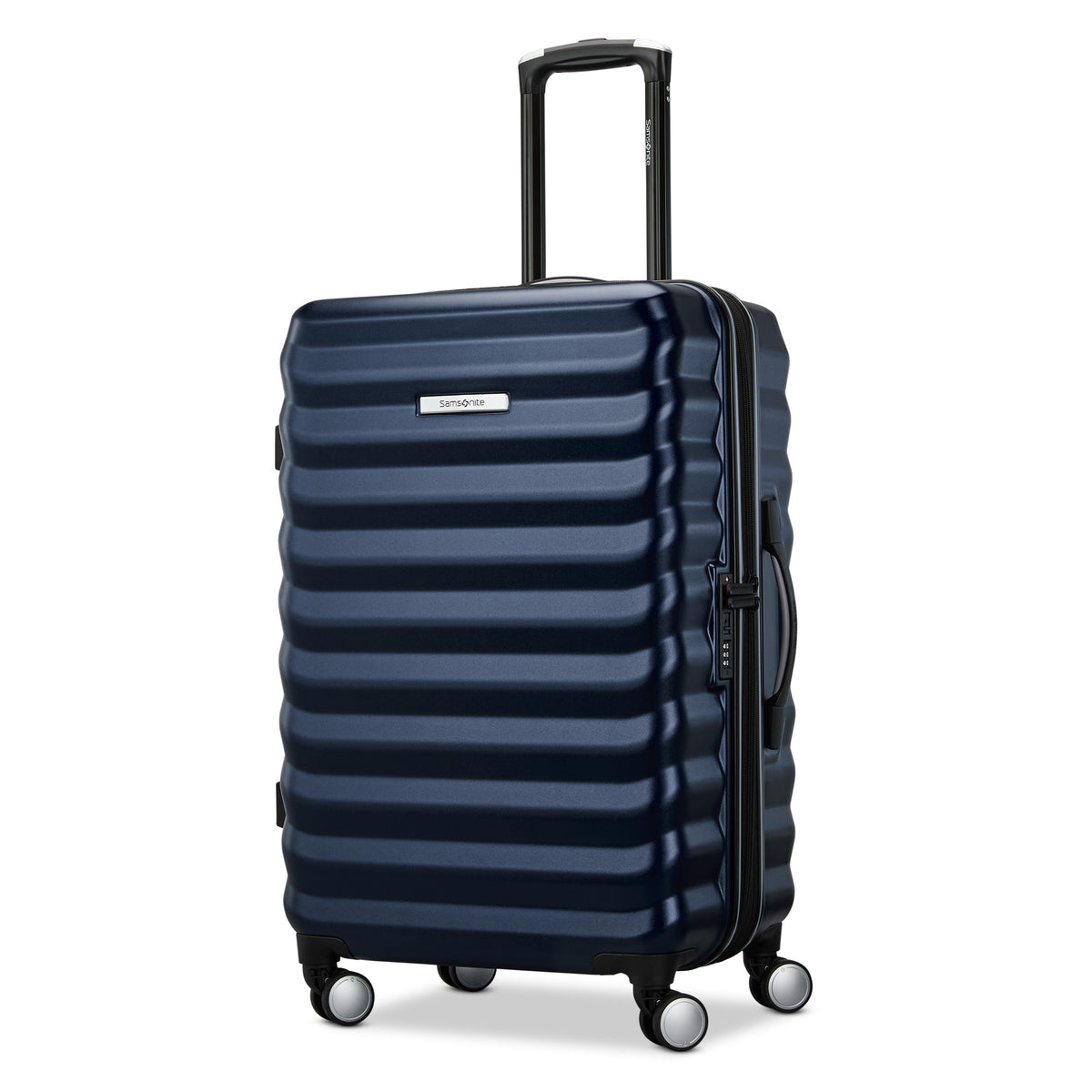 Samsonite Hard-Sided 24-Inch Lightweight Checked Medium Expandable Element Suitcase: Durable, 360 Spinner Wheels, Adjustable Telescopic Handle, TSA-Approved Lock ( Navy , 24-Inch Checked-Medium ) Navy 24 Inch Checked Medium U1