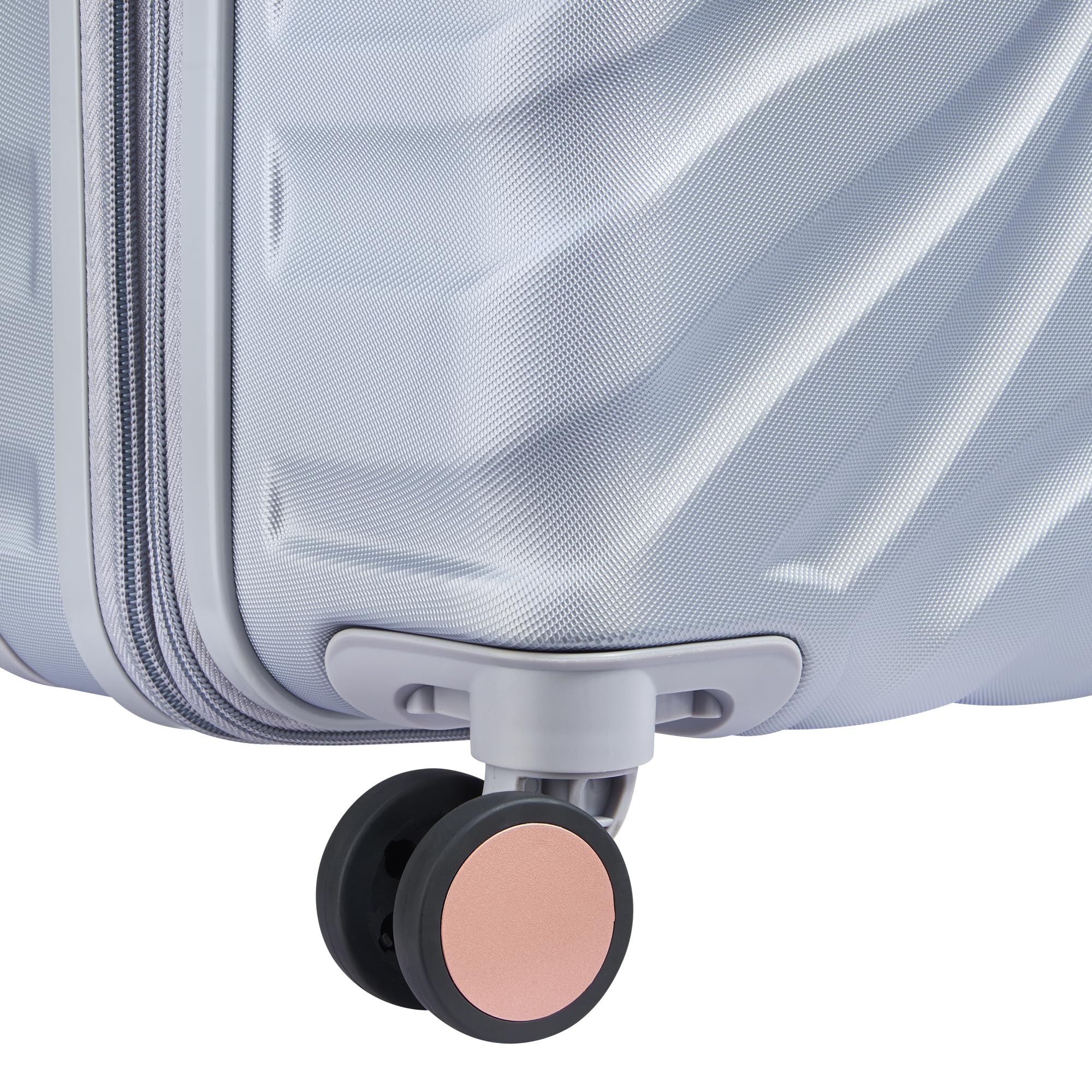 Delsey Alexis Lightweight Luggage, 4-Wheel Spinners Hardshell Suitcase, Expandable with TSA Lock  ( Platinum/Rose Gold , Checked-Medium 25-Inch ) Platinum/Rose Gold Checked Medium 25 Inch U9