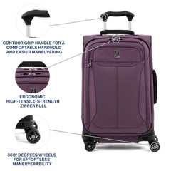 Travelpro Tourlite Softside Expandable Luggage with 4 Spinner Wheels, Lightweight Suitcase, Men and Women ( Deep Purple , Carry-On 21-Inch ) Deep Purple Carry On 21 Inch U7