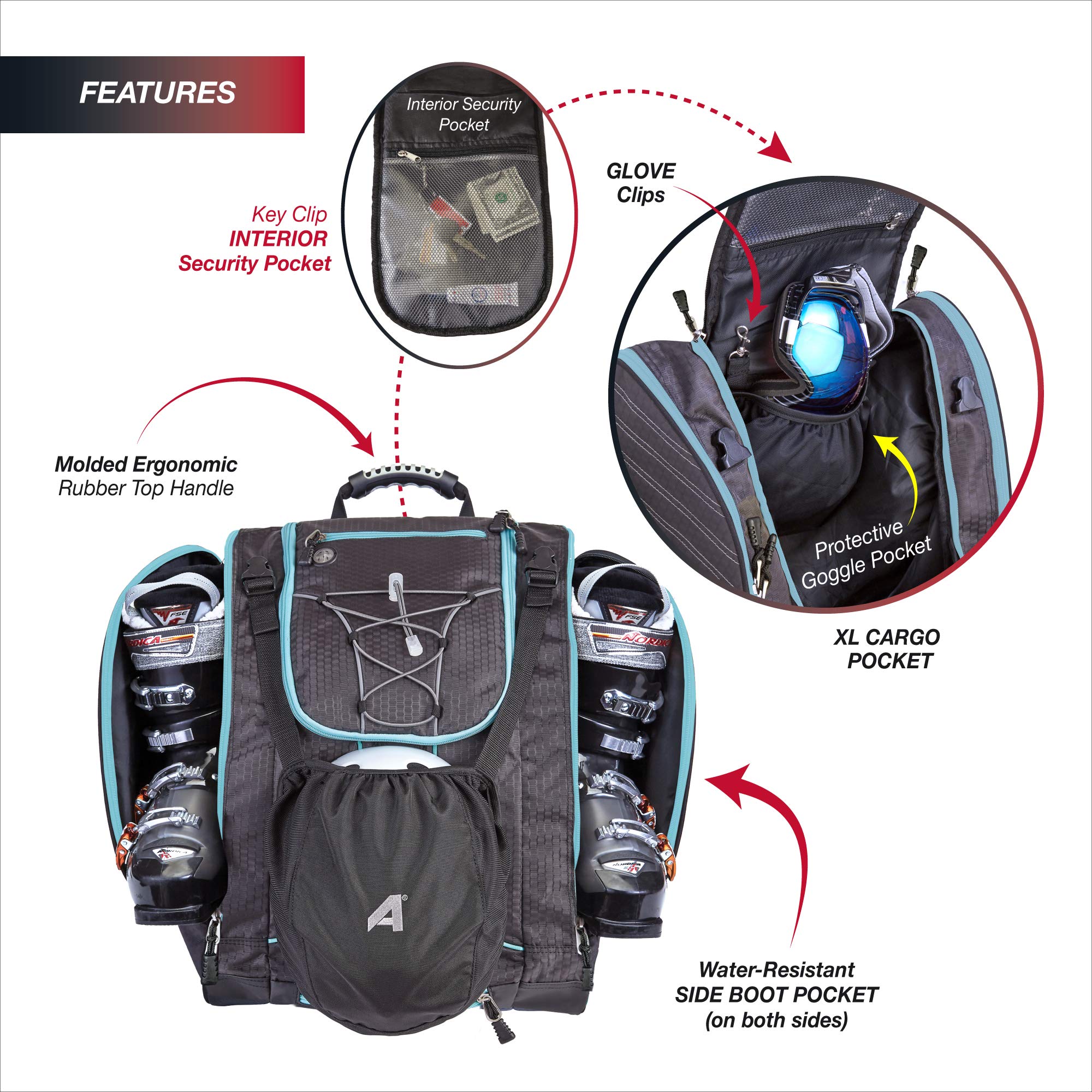 Athalon Everything Ski Boot Bag and Backpack Plus– Ski - Snowboard – Holds Everything – (Ski Boots, Helmet, Goggles, Gloves) ( Lime/Black , One Size ) Lime/Black One Size U2