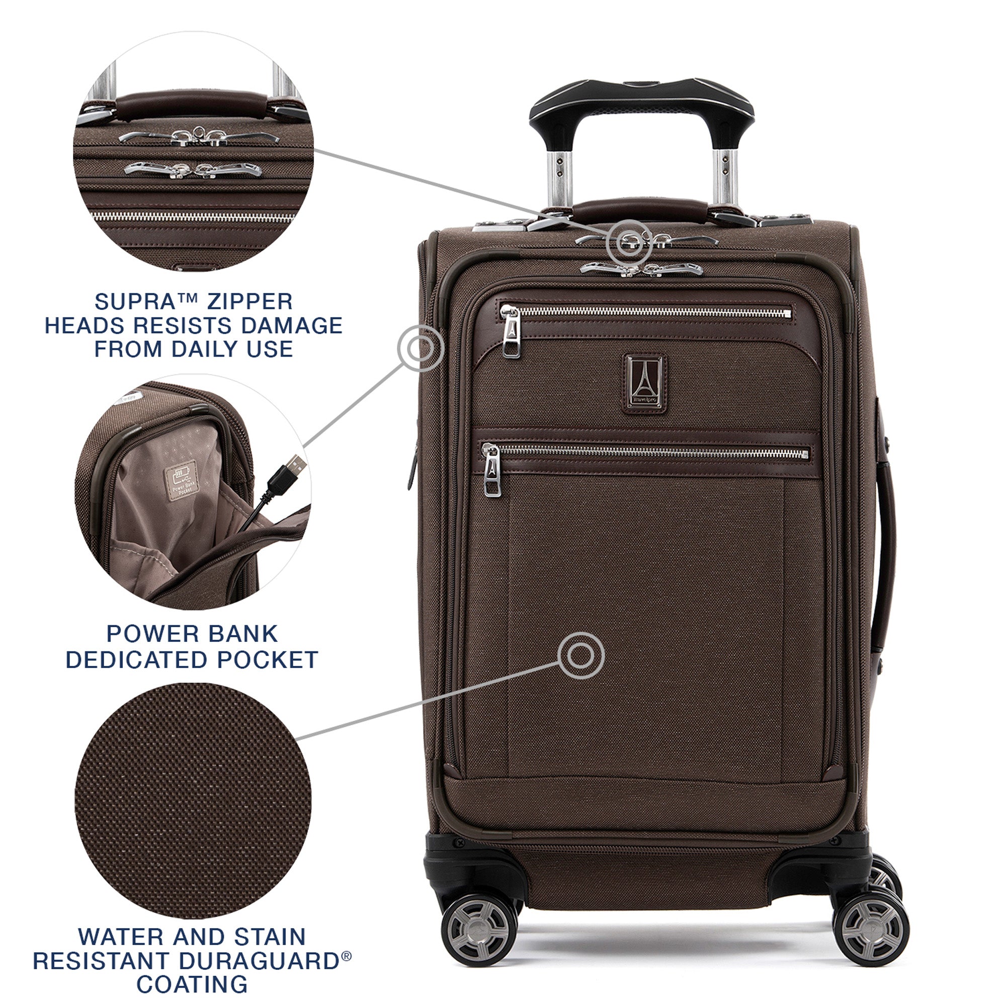 Travelpro Platinum Elite Softside Expandable Carry on Luggage, 8 Wheel Spinner Suitcase, USB Port, Suiter, Men and Women, Carry On 21-Inch ( Rich Espresso Brown , Carry-On 21-Inch ) Rich Espresso Brown Carry On 21 Inch U4