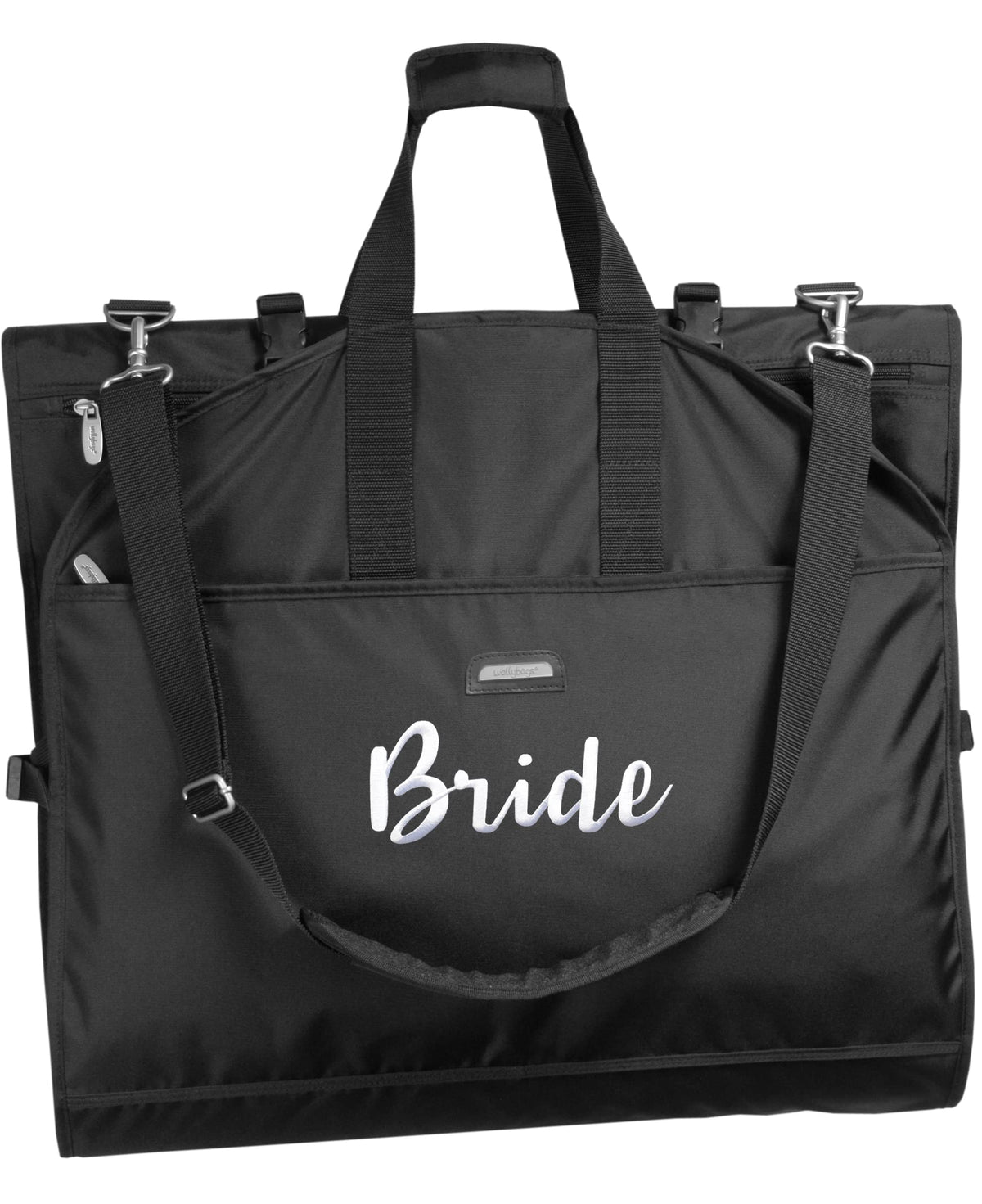 WallyBags 66 Premium Tri-Fold Carry On Destination Wedding Gown Travel Bag with multiple pockets and shoulder strap ( Black - B1 , 66 Inch ) Black - B1 66 Inch U1
