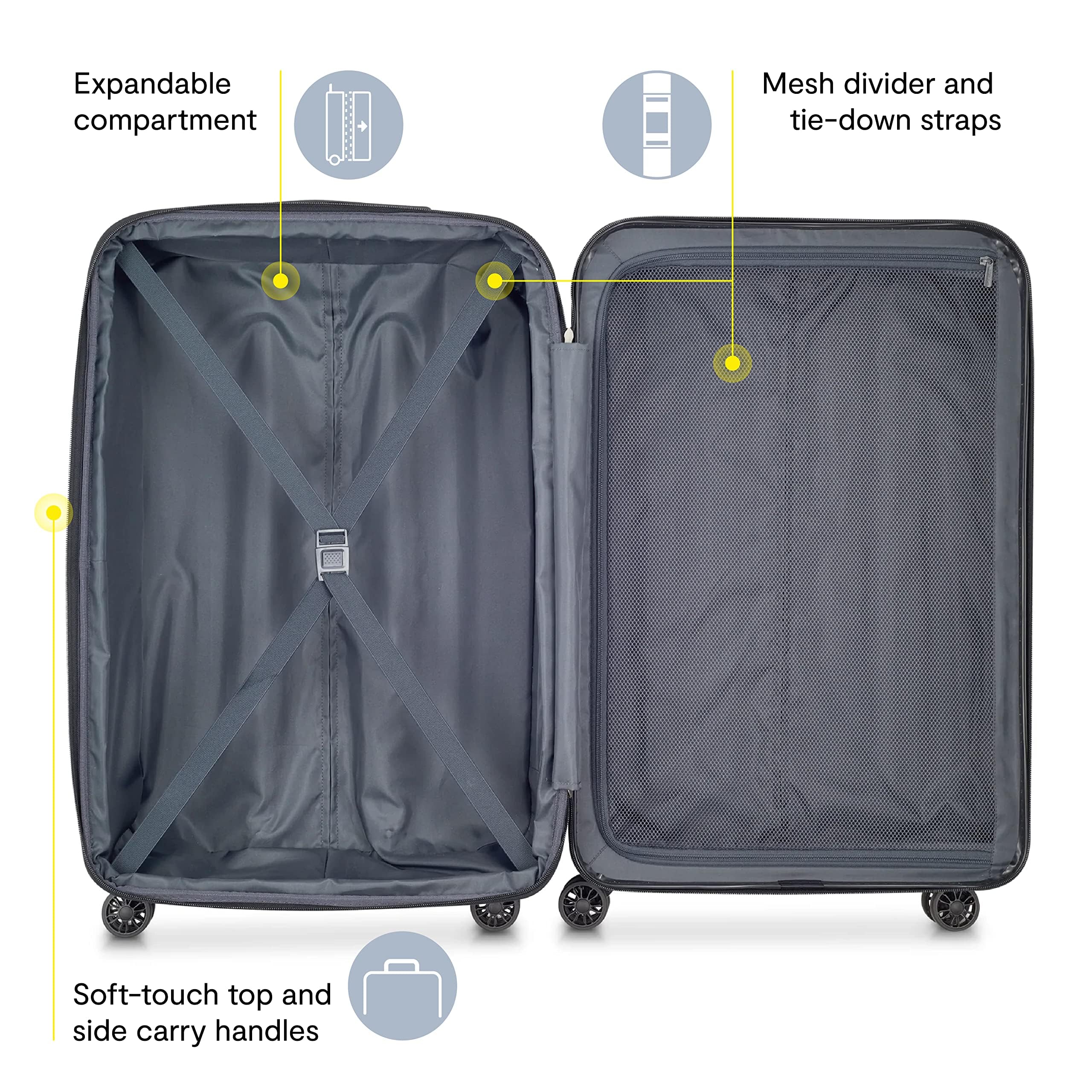DELSEY Paris Helium Aero Hardside Expandable Luggage with Spinner Wheels ( Titanium , 3-Piece Set (21/24/28) ) Titanium 3 Piece Set 21 24 28 U1
