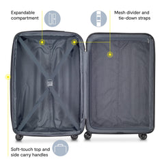 DELSEY Paris Helium Aero Hardside Expandable Luggage with Spinner Wheels ( Titanium , 3-Piece Set (21/24/28) ) Titanium 3 Piece Set 21 24 28 U1