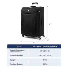 Travelpro Maxlite 5 Softside Expandable Luggage with 4 Spinner Wheels, Lightweight Suitcase, Men and Women ( Black , Checked-Large 29-Inch ) Black Checked Large 29 Inch U42