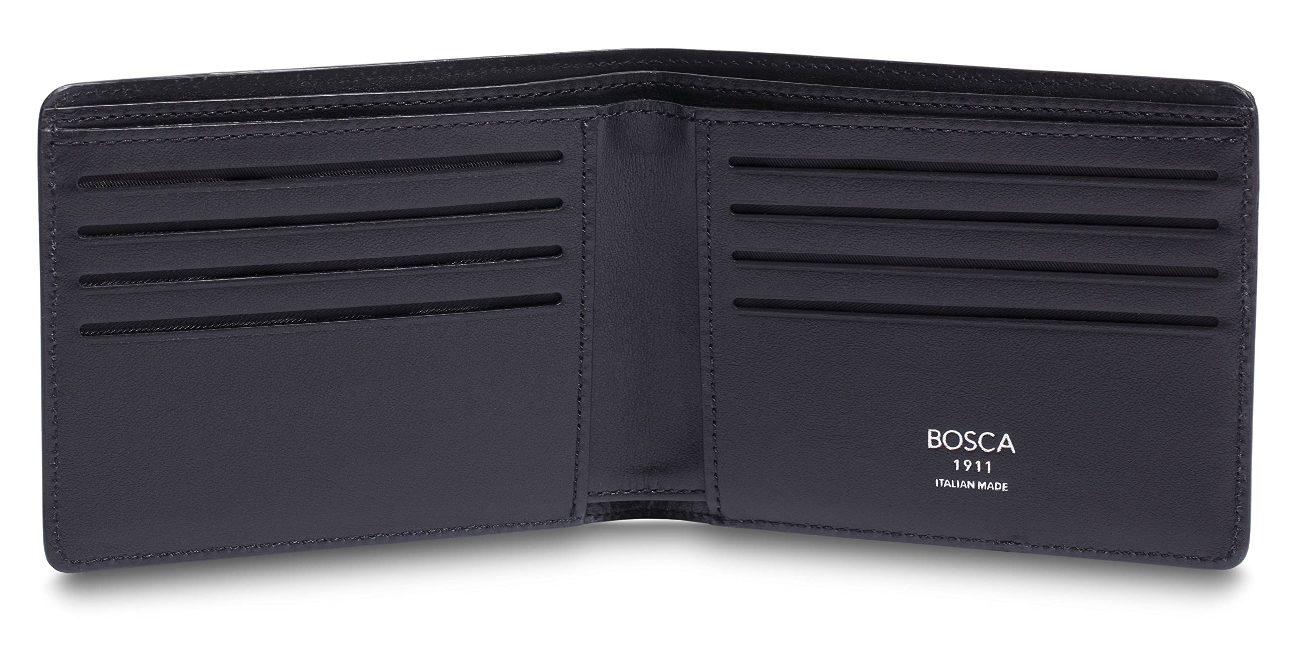 Bosca ITALIA Slim 8-Slot Men's Pocket Wallet Made In Italy, Monfrini Collection ( Black , One Size ) Black One Size U2
