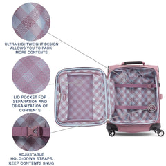 Travelpro Maxlite 5 Softside Expandable Luggage with 4 Spinner Wheels, Lightweight Suitcase, Men and Women Dusty Rose Pink Carry On 19 Inch U1